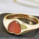 Vintage 1970s Heart-Shaped Carnelian 9ct Gold Signet Ring