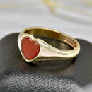 Vintage 1970s Heart-Shaped Carnelian 9ct Gold Signet Ring