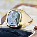 Vintage 9ct Yellow Gold Hematite Intaglio Signet Ring