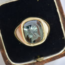 Vintage 9ct Yellow Gold Hematite Intaglio Signet Ring