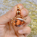 Vintage 1995 9ct Rose Gold Jasper & Black Onyx Swivel / Reversible Pendant