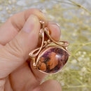 Vintage 1995 9ct Rose Gold Jasper & Black Onyx Swivel / Reversible Pendant
