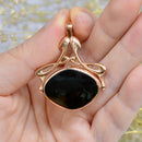 Vintage 1995 9ct Rose Gold Jasper & Black Onyx Swivel / Reversible Pendant