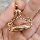 Vintage 1995 9ct Rose Gold Jasper & Black Onyx Swivel / Reversible Pendant