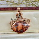 Vintage 1995 9ct Rose Gold Jasper & Black Onyx Swivel / Reversible Pendant
