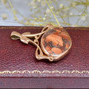 Vintage 1995 9ct Rose Gold Jasper & Black Onyx Swivel / Reversible Pendant