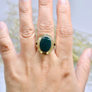 Vintage 1966 Bloodstone 9ct Yellow Gold Statement Signet Ring
