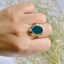 Vintage 1966 Bloodstone 9ct Yellow Gold Statement Signet Ring