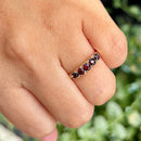 Vintage 1980s 9ct Yellow Gold Garnet Five-Stone Ring