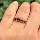 Vintage 1980s 9ct Yellow Gold Garnet Five-Stone Ring