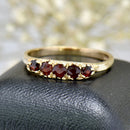 Vintage 1980s 9ct Yellow Gold Garnet Five-Stone Ring