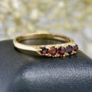 Vintage 1980s 9ct Yellow Gold Garnet Five-Stone Ring