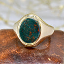 Vintage 1980s Bloodstone 9ct Yellow Gold Signet Ring