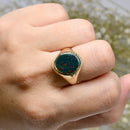 Vintage 1980s Bloodstone 9ct Yellow Gold Signet Ring