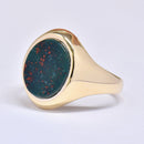 Vintage 1980s Bloodstone 9ct Yellow Gold Signet Ring