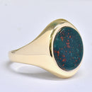 Vintage 1980s Bloodstone 9ct Yellow Gold Signet Ring