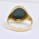 Vintage 1980s Bloodstone 9ct Yellow Gold Signet Ring