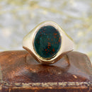 Vintage 1980s Bloodstone 9ct Yellow Gold Signet Ring