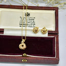9ct Yellow Gold Lover’s Knot Earrings, Pendant & Chain Set