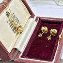 9ct Yellow Gold Lover’s Knot Earrings, Pendant & Chain Set