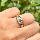 Antique Circa 1900 18ct Yellow Gold Sapphire & Rose-Cut Diamond Five-Stone Ring
