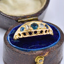 Antique Circa 1900 18ct Yellow Gold Sapphire & Rose-Cut Diamond Five-Stone Ring