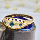 Antique Circa 1900 18ct Yellow Gold Sapphire & Rose-Cut Diamond Five-Stone Ring