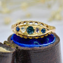 Antique Circa 1900 18ct Yellow Gold Sapphire & Rose-Cut Diamond Five-Stone Ring
