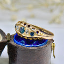 Antique Circa 1900 18ct Yellow Gold Sapphire & Rose-Cut Diamond Five-Stone Ring
