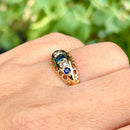 Antique Circa 1900 18ct Yellow Gold Sapphire & Rose-Cut Diamond Five-Stone Ring