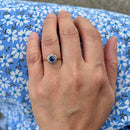 Edwardian 18ct Gold & Platinum Sapphire & Diamond Daisy Cluster Ring