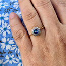 Edwardian 18ct Gold & Platinum Sapphire & Diamond Daisy Cluster Ring