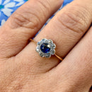 Edwardian 18ct Gold & Platinum Sapphire & Diamond Daisy Cluster Ring
