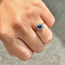 Edwardian 18ct Gold & Platinum Sapphire & Diamond Daisy Cluster Ring