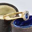 Edwardian 18ct Gold & Platinum Sapphire & Diamond Daisy Cluster Ring