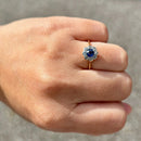 Edwardian 18ct Gold & Platinum Sapphire & Diamond Daisy Cluster Ring