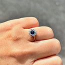 Edwardian 18ct Gold & Platinum Sapphire & Diamond Daisy Cluster Ring