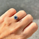 Edwardian 18ct Gold & Platinum Sapphire & Diamond Daisy Cluster Ring