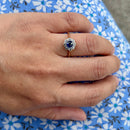 Edwardian 18ct Gold & Platinum Sapphire & Diamond Daisy Cluster Ring