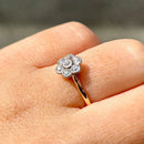 Edwardian 18ct Yellow Gold & Platinum Old-Cut Diamond Daisy Cluster Ring