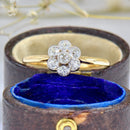 Edwardian 18ct Yellow Gold & Platinum Old-Cut Diamond Daisy Cluster Ring