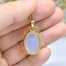 Vintage 1980s 9ct Yellow Gold Large Opal Pendant Necklace