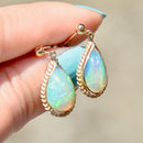 Vintage Jelly Opal Pear-Shaped Drop Earrings (3.90cts)
