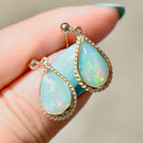 Vintage Jelly Opal Pear-Shaped Drop Earrings (3.90cts)