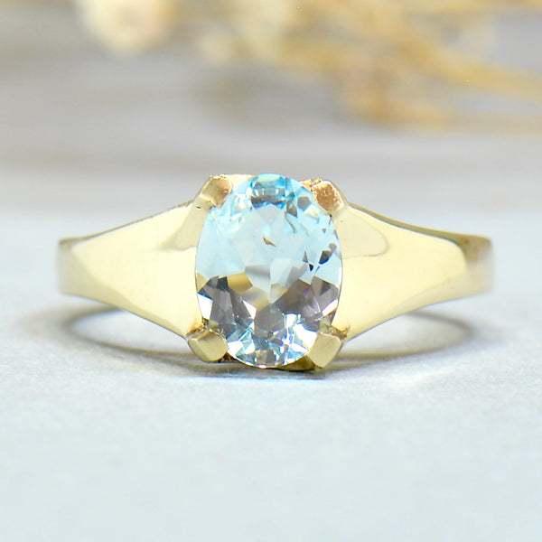 Aquamarine Solitaire Style 9CT Yellow Gold Ring (1.21cts)