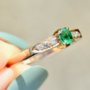 Vintage Emerald & Diamond Engagement Ring (0.20ct)