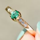 Vintage Emerald & Diamond Engagement Ring (0.20ct)
