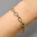 9ct Yellow Gold Oval Link CZ Set Bracelet