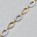 9ct Yellow Gold Oval Link CZ Set Bracelet