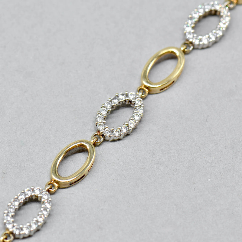 9ct Yellow Gold Oval Link CZ Set Bracelet